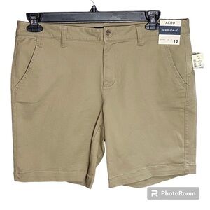NWT AEROPOSTALE / Dark Khaki 9” Bermuda Mid-High Rise Shorts Size 12